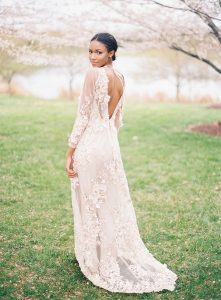 Romantic Wedding Dress | Cherry Blossom-Inspired Fine Art Wedding Ideas from Angela Newton Roy Photography